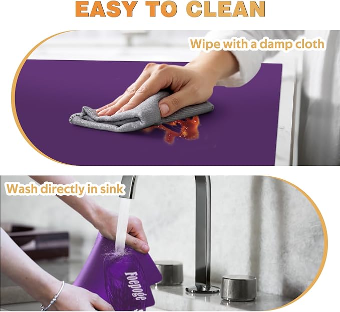 49.2" x 15.7" Large Silicone Mat for Kitchen Counter Protector, Cuttable | Silicon Countertop Protector Mat Heat Resistant Mats for Countertop, Cut to Fit Placemat Ship Roll by Foepoge, Purple