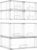 Vtopmart Clear Stackable Storage Drawers, 7 Pack Multi Size Set | Wide, Medium and Small Pull-Out PET Drawers for Flexible Organization, Stackable Storage for Cabinets, Closets, Pantry