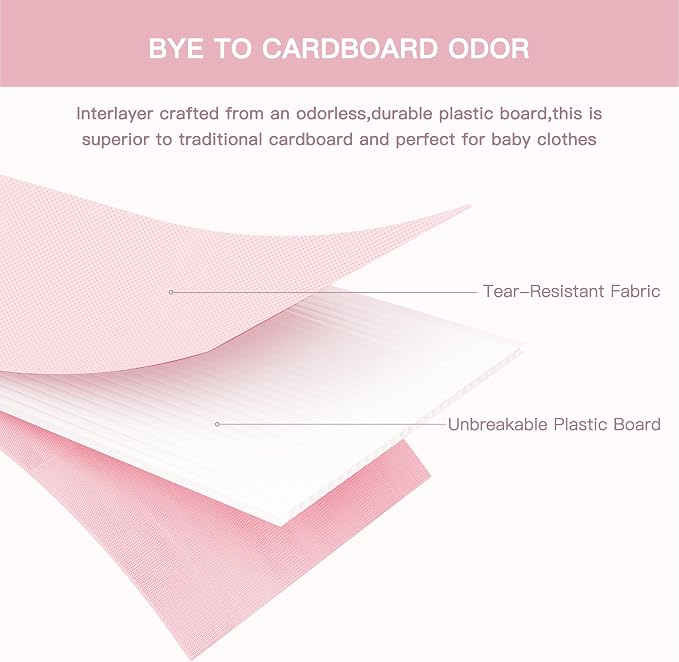 Drawer Organizer Clothes, 10 Pack Dresser Organizer for Baby Clothes, Underwear, Sock- Foldable Closet Organization and Storage Dividers Bins for Nursery, Bedroom (Pink)