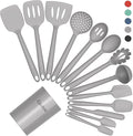 Coukre Silicone Kitchen Cooking Utensils Set, Heat Resistant, 14-Piece | Dishwasher-Safe, Food-Grade Silicone, BPA-Free, Spatulas, Spoons & Turner, Safe for Nonstick Cookware, PureGray