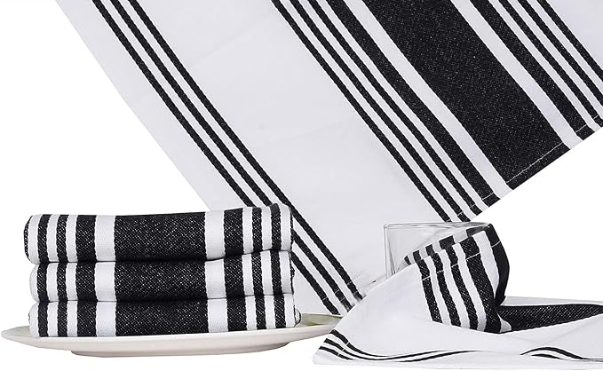 Urban Villa Kitchen Towels Cotton Dish Towels 20”x30” (Set of 3) Black