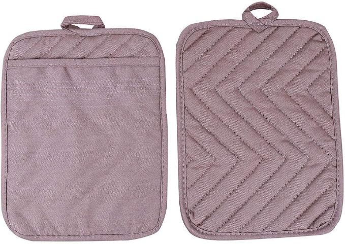 Anyi Pot Holders for Kitchen Heat Resistant, Cotton Hot Pads for Counter Table, Grey Kitchen Pot Holders with Pocket Pack of 3