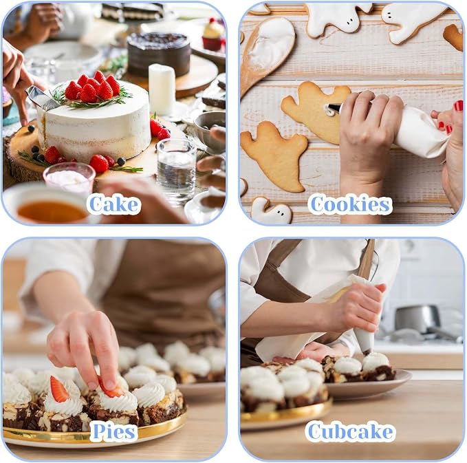 3 PCS Piping Tips Set Large Frosting Piping Kit Stainless Steel Cake Icing Nozzles Tips Decorating Tools Silver Pastry Bags Tips Accessories for Cookie Cupcake Baking Buttercream Supplies