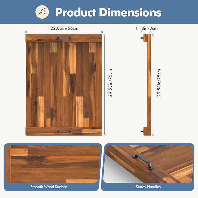 DUMOS Noodle Board Stove Cover with Handles, Wooden Stove Top Cover for Gas Electric Glass Stove, 22 x 29.5 inch(Brown)