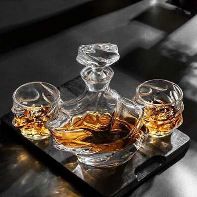 GLASKEY 12 oz Storm Japanese Whiskey Glasses Set of 4, Unique Cognac Glasses, Heavy Thick Bottom Bar Glass for Scotch Bourbon Rum Gin Water Cocktail,Gifts Men Gifts Ideas