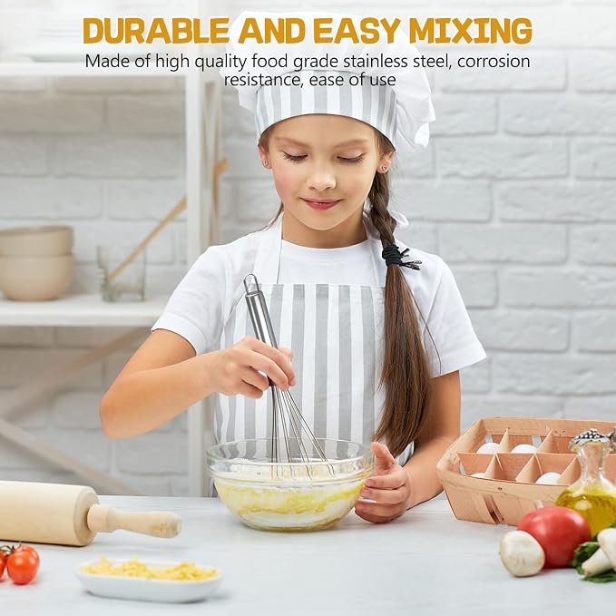 NileHome Stainless Steel Whisk 8" Hand Blender + 10" Semi-Automatic Rotary Kitchen Whisk Kitchen Wisk Wire Whisks for Cooking, Whisking, Blending, Beating, Stirring- 2 Pack...