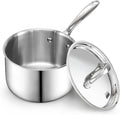 Cooks Standard Multi-Ply Clad 3 Quart Stainless Steel Saucepan with Lid, Kitchen Induction Cooking Sauce Pot Pan, Dishwasher & Oven Safe, Compatible with All Cooktops