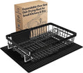 Dish Drying Rack Over The Sink with Utensil Holder, Mat | Expandable Stainless Steel Dish Drainer for Small Kitchen, Apartment, RV, Counter Space Saving, Perfect Fit, Rustproof