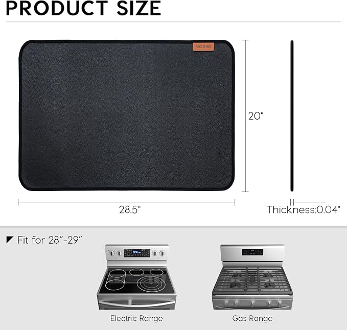 Fireproof Stove Cover for Electric Stove, 28.5" Glass Top Protector | 3-Layer Safe Material, Flame Retardant, Waterproof, Heat-Resistant Kitchen Mat, Flat Oven Cover Mat