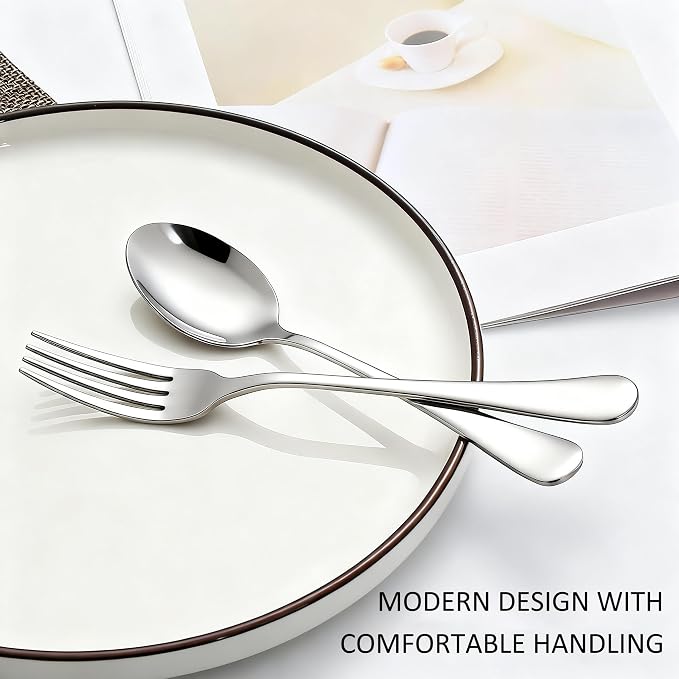 24 Piece Forks and Spoons Silverware Set for 12, Food Grade Stainless Steel Dinner Forks and Spoons (6.7 inches), Heavy-Duty Cutlery Set for Home, Kitchen and Restaurant, Dishwasher Safe