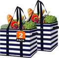 Reusable Grocery Bags 2 Pack, Foldable & Water Resistant Shopping Bags | Large Grocery Tote Bag Water Resistant Shopping Bags Foldable Grocery Bag for Clothes,Shoes and Picnic
