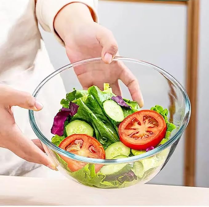 OZY Large Glass Bowl for Sourdough Bread Making,4.9 Quart Glass Mixing Bowl for Sourdough Bread with Lid,Large Glas Salad Bowl,Kitchen Salad Bread Storage