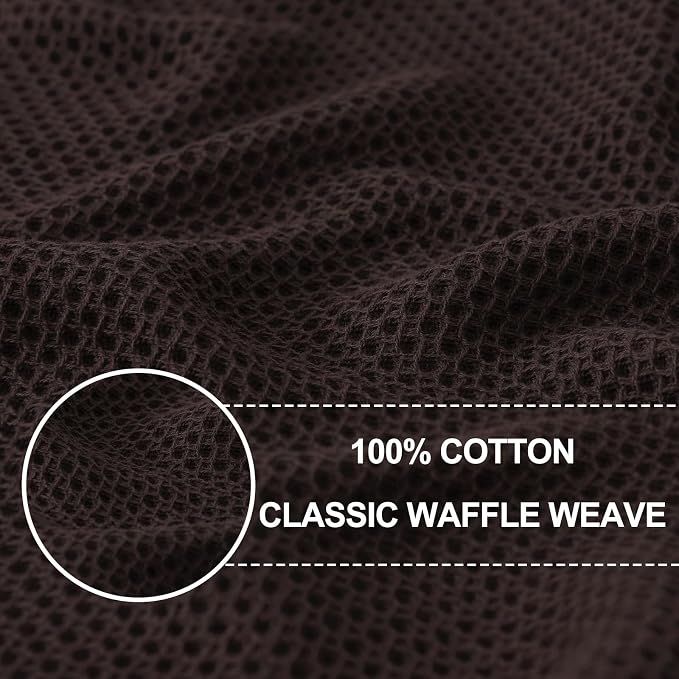 Homaxy 100% Cotton Waffle Weave Kitchen Dish Cloths 6-Pack, Dark Brown | 12 x 12 Inches, Ultra Soft Absorbent Dish Towels, Quick Drying Dish Rags with Hanging Loop