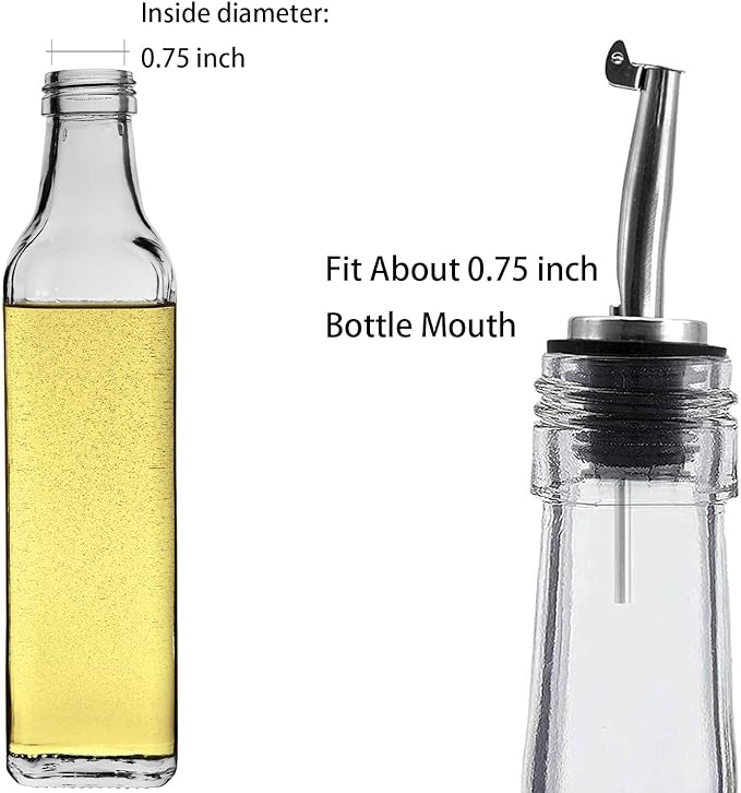 6 Pcs Oil Spout Liquor Bottle Pourer Spouts for About 3/4" Bottle Mouth | Stainless Steel Olive Oil Dispenser Spout Liquor Bottle Pourer with Flip Top