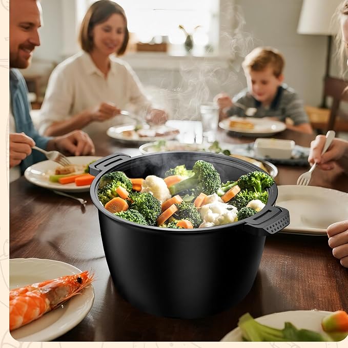 Large Microwave Cookware Steamer 3 Quart Rice Cooker for Cooking | Microwave Cooker with Food Container, Removable Filter and Lockab - BPA Free, Dishwasher Safe