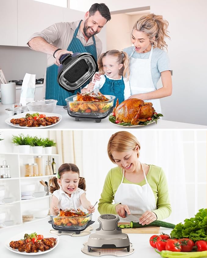 2 PCS Silicone Trivet & Splatter Shield for Ninja Crispi (Off White&Black) | Heat Resistant & Non-Slip Silicone,Blocks Oil Splashes,Guards Countertops,Reusable, Easy To Clean,Dishwasher Safe