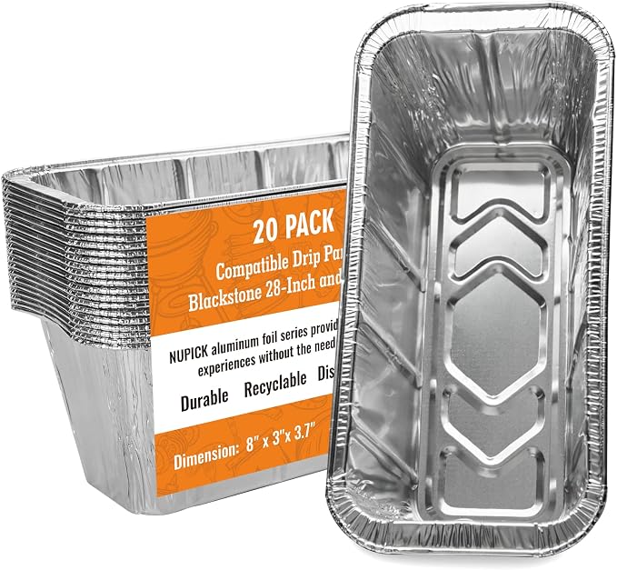 NUPICK 20 Pack Grease Cup Liners for Blackstone 17"/22"/30"/28"/36" Griddle | Griddle Accessories for Blackstone, Easy Cleaning Disposable Aluminum Grease Traps & Drip Pans for Blackstone Catcher, 5017