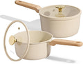 CAROTE Ceramic Nonstick 1.5Qt & 2.5Qt Sauce Pan Sets with Lid | Kitchen Non Toxic Cookware Set with Stay-cool Handle, All Stovetops Compatible, PFOA Free