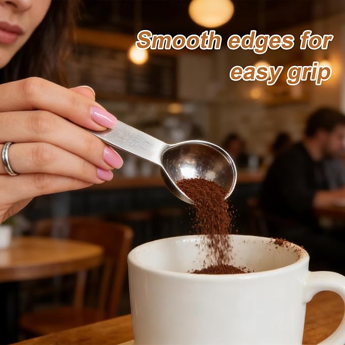 3 Pack 15ml (1 Tablespoon) 304 Stainless Steel Coffee Scoop, Short Handle Measuring Spoon for Ground Coffee/Beans, Fits in Canisters (3)