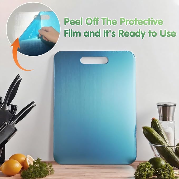 Katori Titanium Cutting Board, New 100% Pure Titanium Cutting Boards for Kitchen, Double Sided Food Metal Chopping Board, Non Toxic Dishwasher Safe Durable Metal Cut for Meat Fruit Vegetable(S+M+L)