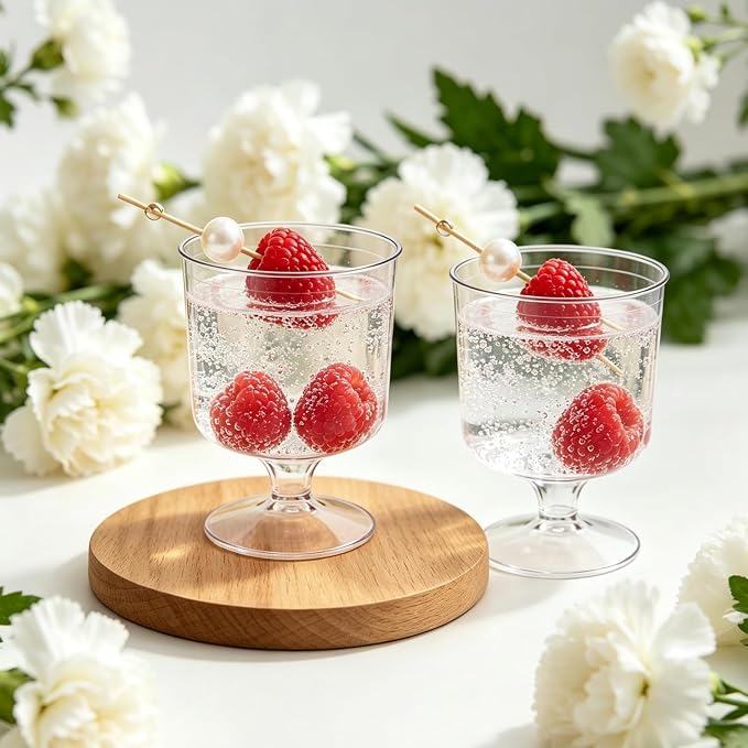 Ginkgo 60 Pack (120-Piece) 5 oz Plastic Stemmed Dessert Cups with Spoons | Sturdy & Food Safe Disposable Clear Mini Parfait & Pudding Cups for Party Appetizers, Cake, Jello & Yogurt Shots