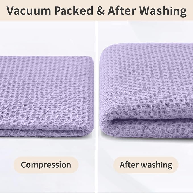Homaxy 8 Pack 100% Cotton Kitchen Towels and Dishcloths Set, Lavender | 12 x 12 Inches and 13 x 28 Inches Kitchen Towels Set, Ultra Soft Absorbent Dish Cloths for Washing Dishes