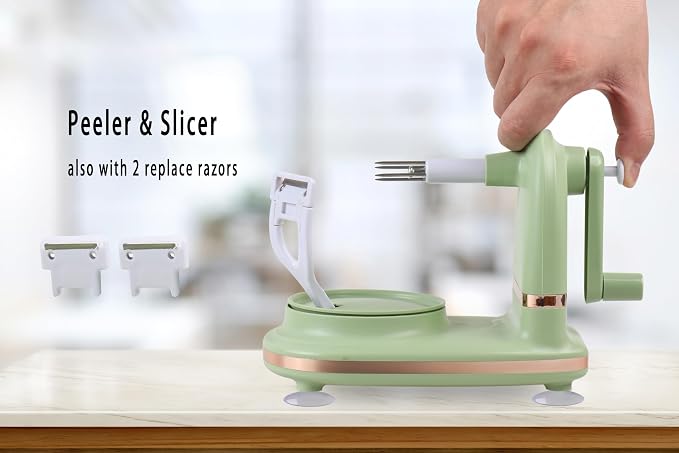 VEELAM Apple Peeler with 2 Blades Replacements, Apple Peeler Slicer & Corer for Home Kitchen Quick Applesauce Pie Making
