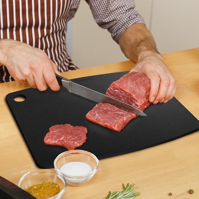 Wooden Cutting Board for Kitchen - Small Composite Wood Cutting Boards Dishwasher - Thin, BPA Free & Eco-Friendly Chopping Board (11.5 x 9 Inch, Slate Black)