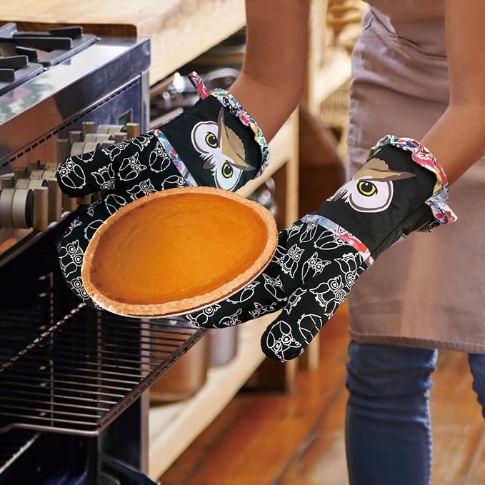 Alselo Oven Mitts, 7"x13.5", 1 Pair | Silicone, Printed, Kitchen Mittens