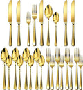 20 Piece Stainless Steel Flatware Set,Silverware Set for 4,include Forks,Knives,Spoons.Cutlery Utensil Set for Home,Kitchen,Party,Buffet,Banquet,Catering (Gold)