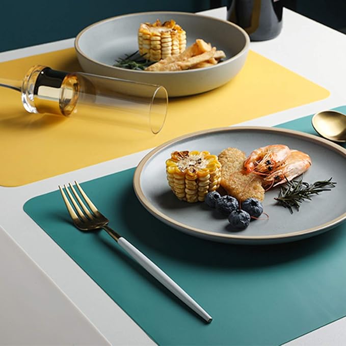 Silicone Placemats, Food-Grade Non-Slip Waterproof, Dining, Stain Resistant, Countertop Protector, Kitchen Counter Mat, Heat Resistant, Baking mat Dishwasher Safe (15.7x11.8Inch-4pack, Red)