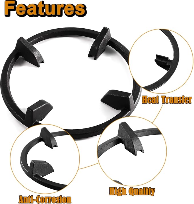 Wok Ring, Replacement Parts for Gas Stove Burner Grates Cast Iron Stove Top Grates Support Ring Universal Non-Slip 9 Inch Samsung GE Whirlpool Kitchenaid LG Range Base Wok Burner Ring