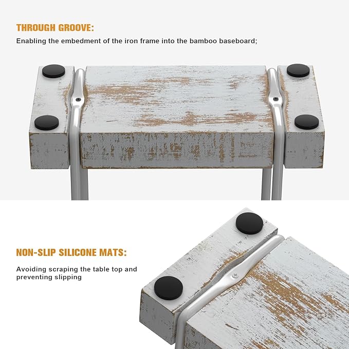 Wican Napkin Holder for Table, Wood Iron Standing Napkin Dispenser | Dining Table Farmhouse Cocktail Picnic Rustic Wood Holders, Suitable All Kitchen Dining Room Decor, White & Farmhouse White