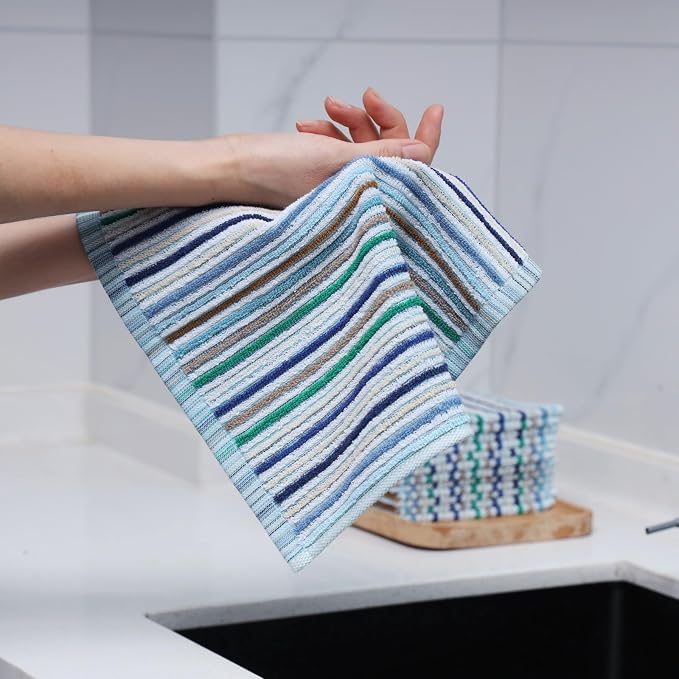 Kitchen Rags, Dish Cloths for Washing Wiping Cleaning Towels | Good Absorption, for Cleaning Drying Wiping, 100% Cotton Quick Dry Pack 8 Dishcloths, small dish towels 12x12 Inches