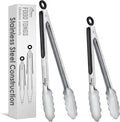 Hotec Stainless Steel Kitchen Tongs, Locking Metal Food Tongs for Cooking, Serving, BBQ, Grill & Air Fryer with Non-Slip Grip, Set of 2-9" and 12"