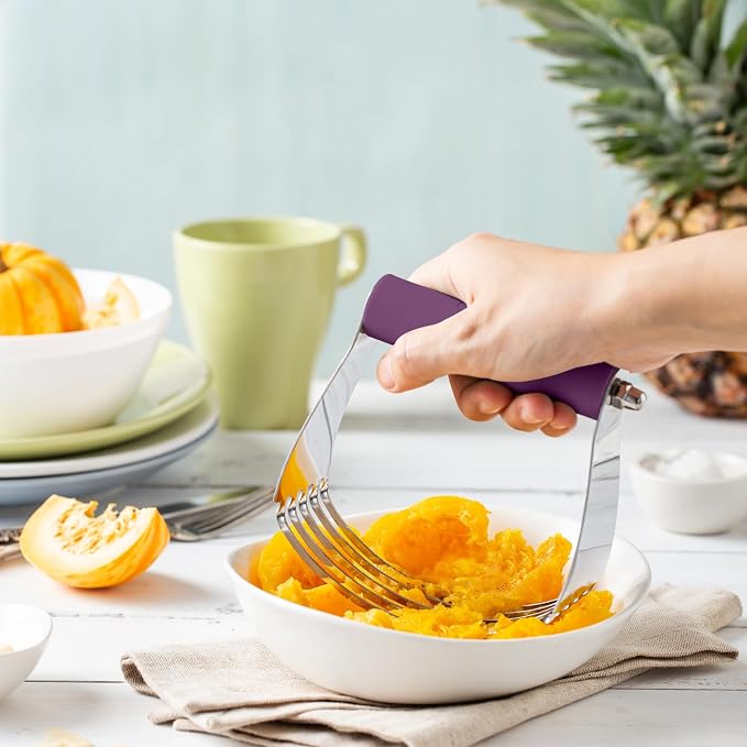 Spring Chef Large Dough Blender For Baking - Durable Pastry Blender, Purple | Heavy Duty Dough Mixer Hand Tool w/ Stainless Steel Blades, Professional Pastry Cutter Tool for Easy Mixing, Dishwasher Safe