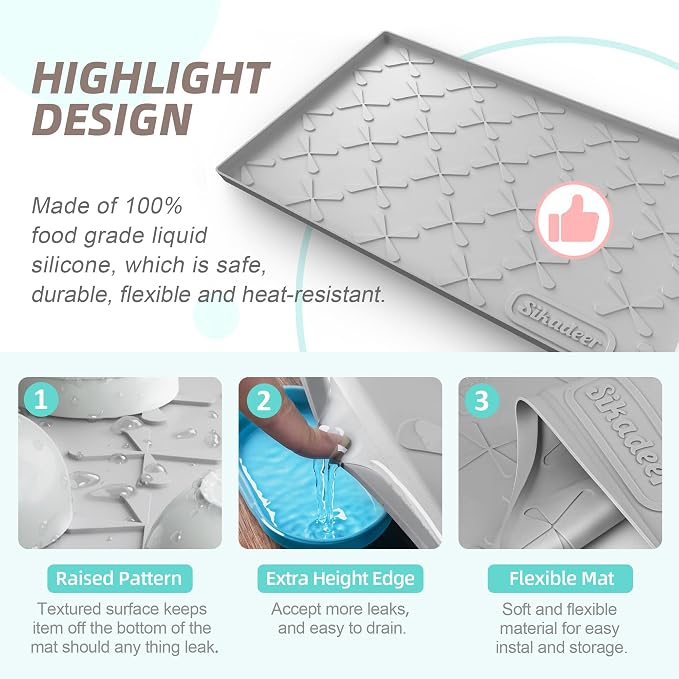 Waterproof Under Sink Mat 40" x 22" Silicone Mat Cabinet Protector | Heavy Duty Deep Drip Tray, Extra Thick Non Slip Liner for Kitchen & Bathroom, Pets, Organizer, Storage, Boots, Home Essential