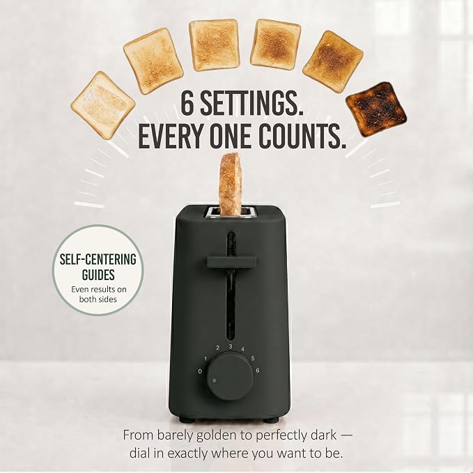 Nostalgia Slim 2-Slice Toaster – Wide Slot – Space-Saving Design – Adjustable Browning Dial – 10-inch Long Slot Fits 2 Slices of Bread or Bagel Halves – Drop-down Crumb Tray – Blackberry
