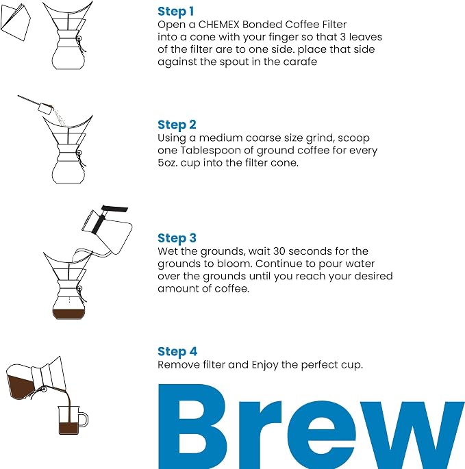 Chemex Pour-Over Glass Coffeemaker - Classic Series - 3-Cup - Exclusive Packaging | Manual Drip Coffee Brewer, Non-Porous Borosilicate Glass, Uses FP-2 Filters, Sediment-Free