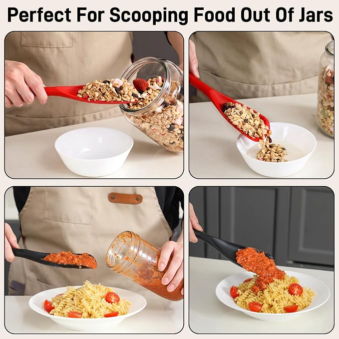 3 PACK Silicone Cooking Spatula & Spoon for Nonstick Cookware, BPA-Free | Multifunction Spoonula for Baking, Cooking, Serving, Mixing, Stirring, Scoop, Scrape - One-Piece Formed, Dishwasher Safe