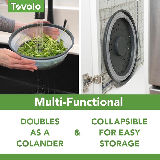 Tovolo Collapsible Microwave Splatter Cover, Charcoal Gray, Medium 10.5" in