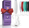 Elementi Frother Wand - Easy to Use Milk Frother Handheld Electric Stirrer for Powder Drinks, Durable & Powerful Protein Powder Mixer Wand, Coffee Stirrers Electric (White)