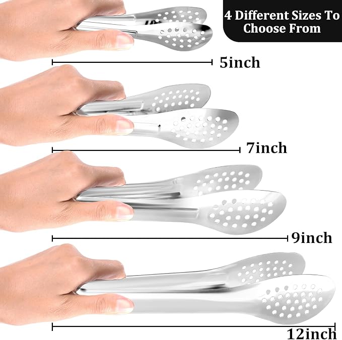 10PCS 5 Inch mini tongs Serving Tongs Small Kitchen Tongs Silver | XEVOM Stainless Steel small Appetizer Tongs Mini Sugar Ice for appetizers toppings