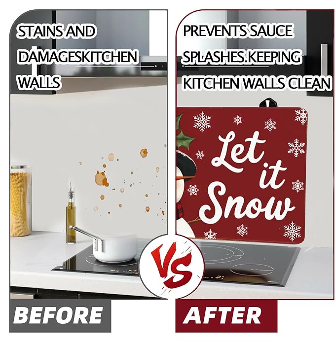 Let It Snow Stove Top Cover for Electric Stove 28" x 20" Kitchen Winter Decorations Snowman Glass Flat Top Stove Mat Oven Induction Cooktop Mat Christmas Home Decor