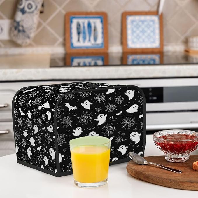 2 Slice Toaster Cover Cartoon Ghosts Spider Toaster Covers Two Slice Wide Slot Waterproof and Dustproof Covers for Wide Slot Toasters and Small Appliances Kitchen Decor Gifts