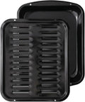 Broiler Pan for Oven Nonstick 16.75” x 13” Porcelain Nonstick Coated - Broiling Pan for Oven Withstands Heat up to 550° F - Heavy Duty Broil Pans and Rack Circulates Heat and Drains Fat (Black)