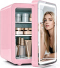 Kikihouse 16L/20L Skincare Fridge with LED Mirror, Small Fridge for Makeup | Portable Skin Care Fridge for Beauty, Cosmetics, Personal Mini Refrigerator for Food, Office, Dorm, Car, Cooler & Warmer
