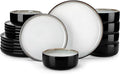 vancasso PLAYA Plates and Bowls Sets, 18 Pieces Beige Dinnerware Sets for Kitchen, Reactive Glaze Dishes Set for 6, Dishwasher and Microwave Safe