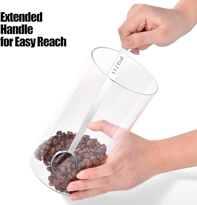 Doosu Metal 6.9in Long Handle Coffee Scoop for Ground Coffee (1 Tbsp) | Food-Grade 18/8 Stainless Steel Measuring Spoon, Tablespoon Scooper for Coffee Beans, Espresso, Protein Powders, Tea, Sugar