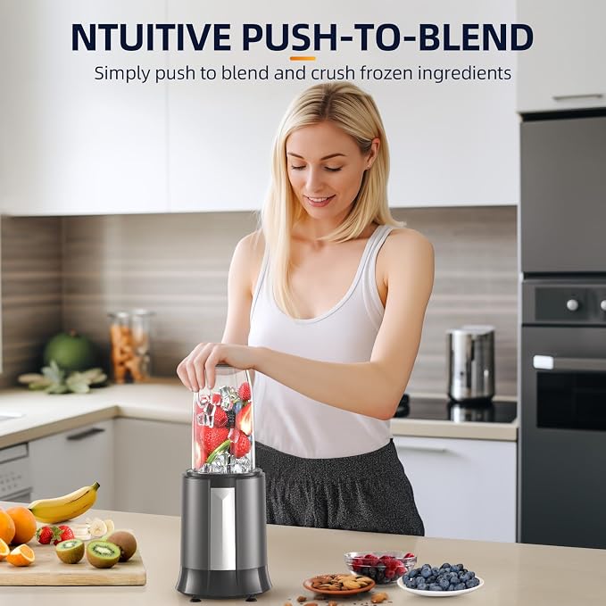 1500W Smoothie Blender, 2×27oz Portable Cups, for Shakes & Ice Crush